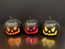 Set Of 3 Black Pumpkin Halloween Blow Mold Ja...