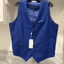 Wehilion Mens Large 5-Button Suit Vest Formal - Blue Prom Wedding NWT