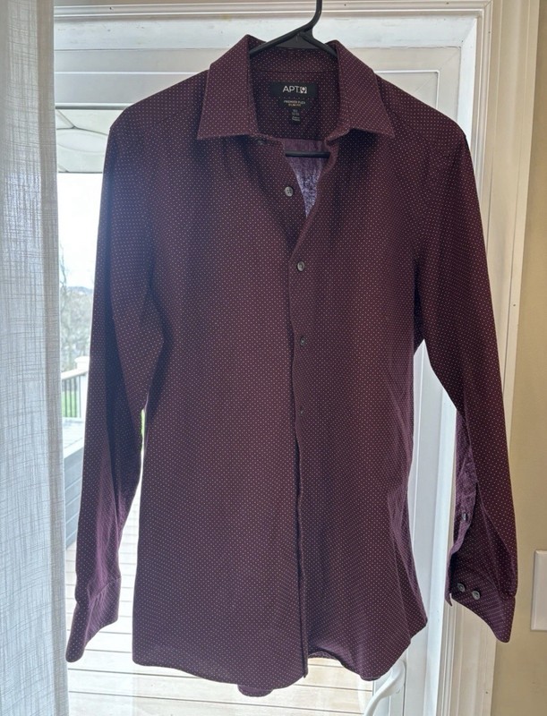 Apt. 9 Premier Flex Men's Slim Fit Polka Dot Purple Button-Up Shirt 15 1/2 32/33