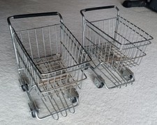 Miniature Grocery Shopping Carts - Metal with Rubber Handle and Wheels set of 2