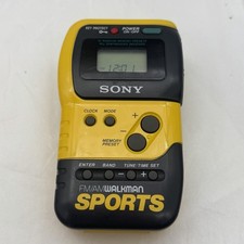 Vintage SONY Walkman Sports FM/AM Radio Yellow SRF-M70 Athletic Tested Scratch