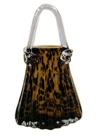 LEOPARD GLASS PURSE VASE Fifth Avenue Crystal Murano Vintage Hollywood Regency