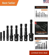 8-Piece Impact Socket Adapter Set, Hex Shank 1/4" 3/8" 1/2", Corrosion-Resistant