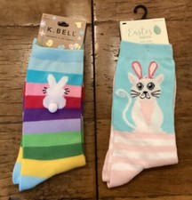 Lot of 2 novelty Easter socks sz 9-11