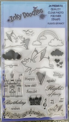 OFFIZIELLE Inky Doodles A5 FLÜGE DER AUSGEFALLENEN Schwein, Schloss, Photopolymer Briefmarken