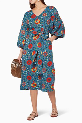Rhode Resort Delilah Floral Dress M 8 Women's Printed Long Sleeve Midi NEW  23178