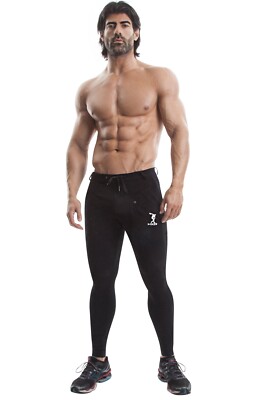 DEMIG Slim Fit Long Cotton Yoga Sweatpants for Men with Pockets Drawstring Waist