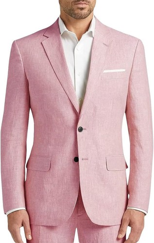 Mens 2 Piece Linen Suit Summer Groomsmen Wedding Tuxedo Blazer+Pants 42r 44r 46r - Picture 11 of 19
