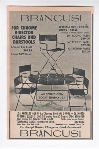 Vintage 70's Mid-Century Brancusi Chrome Directors Chairs & Table Set - 1972 AD - Picture 1 of 1