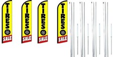 Tires Sale Red  Yellow Windless Flag With Complete Hybrid Pole set- 4 pack