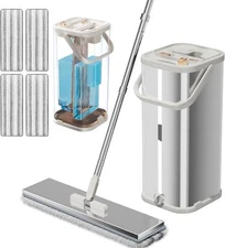 Dirty Water Mop, Household Flat Mop and Bucket