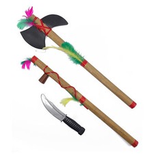 3-tlg INDIANER SET / Tomahawk Friedenspfeife Messer Karneval Kinder Kostüm Party
