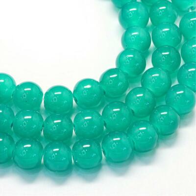 105 Cyan Green Glass Beads Bulk Jelly 8mm Round 32'' Strand Jewelry Supplies