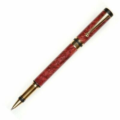 Lanier Pens, Elite Rollerball Pen, 24kt Gold Plating, Red Box Elder
