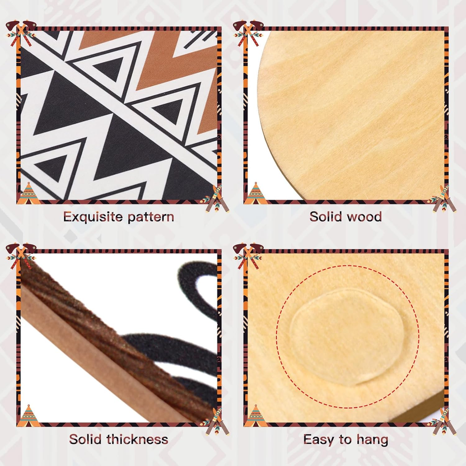 5 Pcs Aztec Wall Decor Boho Decor Farmhouse Wooden Wall Art Western