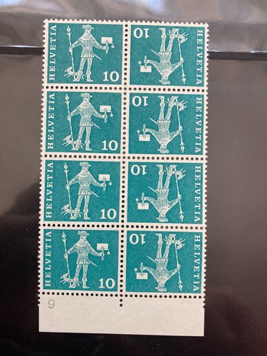 Schweiz 1960 Kehrdruck Bogenteil 10 Rp. postfrisch