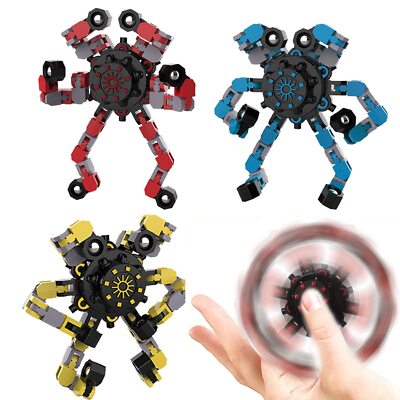 3Pcs Fidget Spinners DIY Deformable Robot Fingertip Toys Decompression Spinner