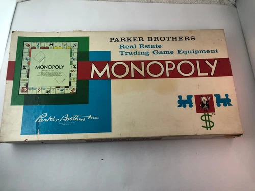 Vintage Mid-Century 1961 Monopoly Board Game Parker Brothers Inc USA