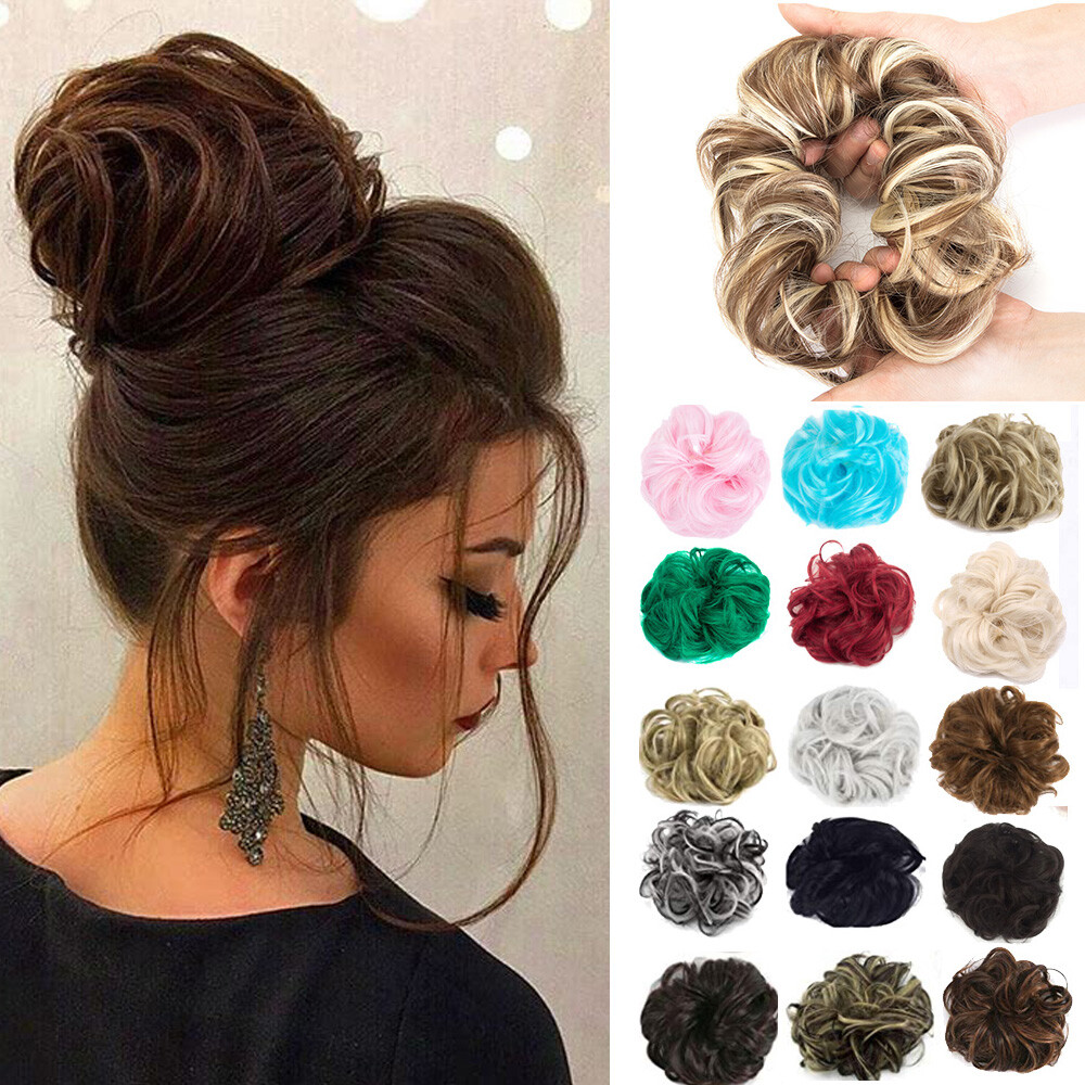 Womens Thin Messy Bun Scrunchie Hair Extension Ponytail Updo Hair Piece