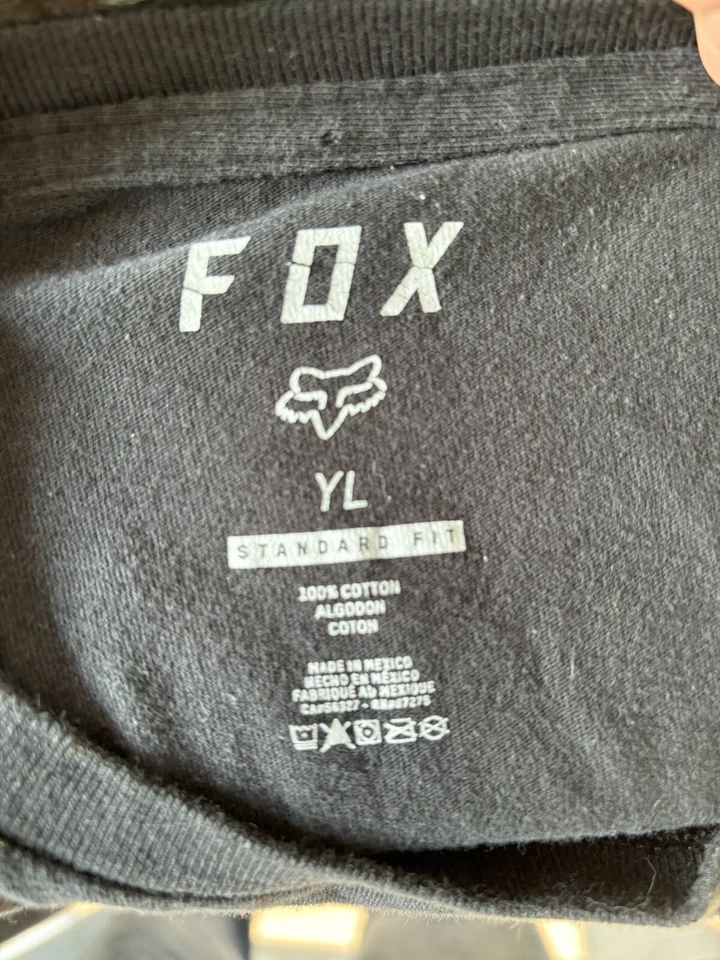 Camiseta de motocross 100 % algodón ajuste estándar negro zorro YL para niños jóvenes Y2k 2000 vintage Foto 3 de 4