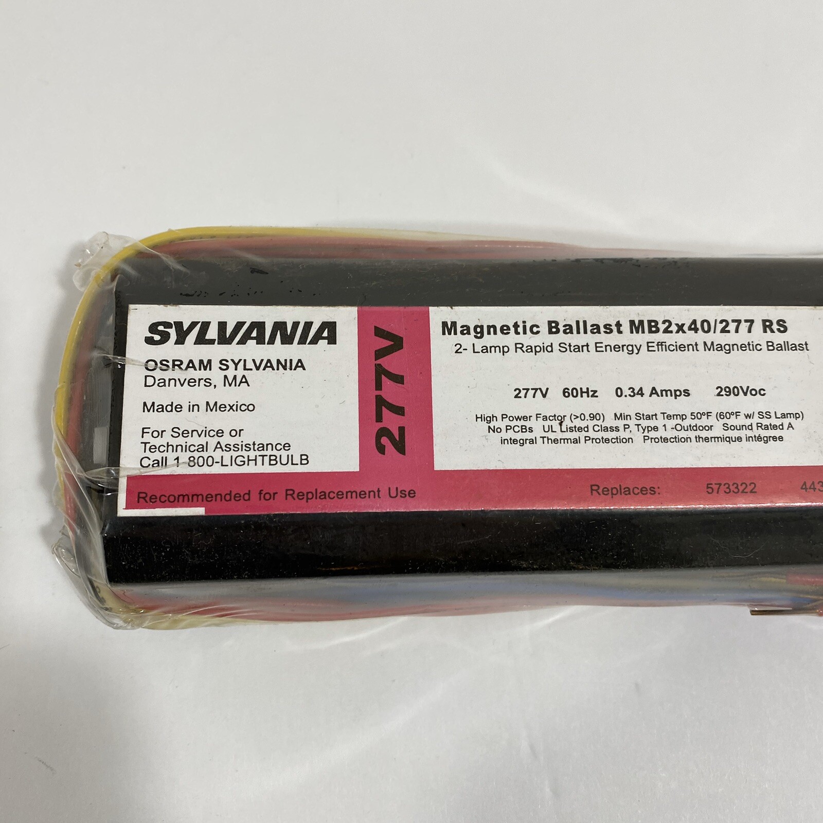 Sylvania Osram Ballast MB2x96/277 RS IS Instant Start 277V NEW