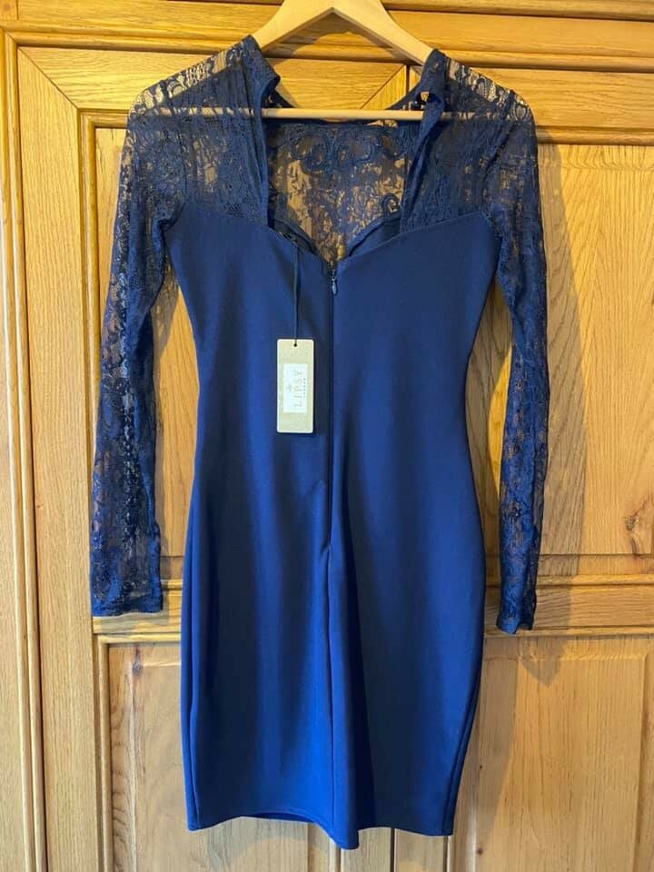 Bodycon lipsy dress dark blue size 10 brand new condition image 2