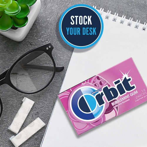Orbit Bubblemint Sugarfree Gum, 14 pieces, (Pack of 12) - Picture 3 of 7