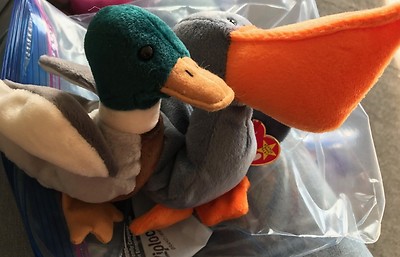 2 Ty Beanie Babies Baby Scoop the Pelican & Jake the Mallard Duck Plush Birds