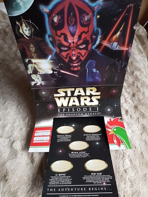 Kelloggs Star Wars Episode 1 Phantom Menace Corn Flakes Müslischachtel + 6 Figuren