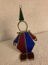 VTG Stained Glass Clown Freestand Or Hang
