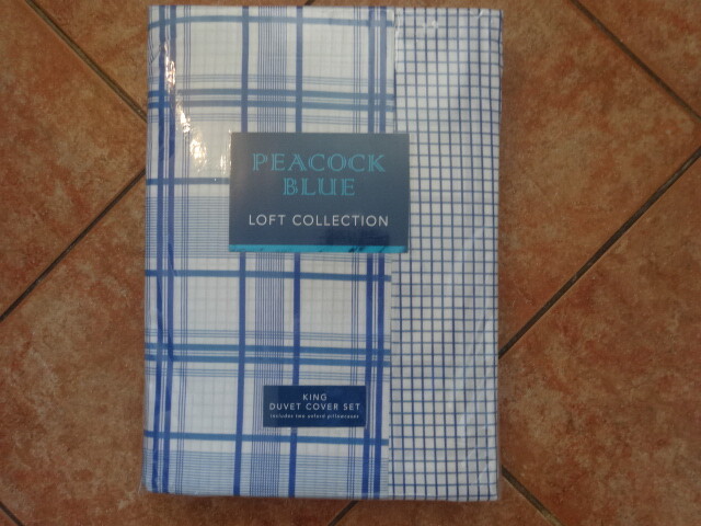 PEACOCK BLUE LOFT COLLECTION "" CARTER BLUE "" KINGSIZE BEDSET BNIP