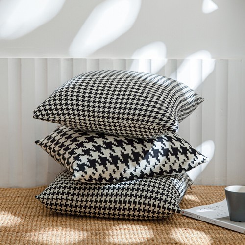 Cozy Cotton Knit Houndstooth Cushion Cover Home Cafe Decor Throw Pillow Case - Picture 3 of 16