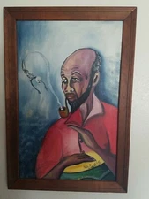 H JN-Baptiste Haitian Haiti Naif Primitive Surrealism Revolution Oil On Canvas