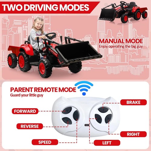 12V 3-in-1 Kids Ride On Excavator Bulldozer Electric Tractor Remote with Trailer - Picture 6 of 9