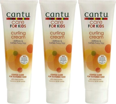 LOT OF 3 Cantu Care For Kids Curling Cream 8 Ounce Gentle for Textured Hair 8oz