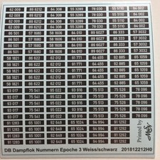 DB Dampflok Nummern Epoche 3 weiß/schwarz Decals 1:87 oder H0 (201812212H0)