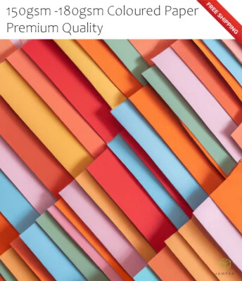 Coloured Paper 150/160gsm/170gsm PREMIUM QUALITY A4 Arts&Crafts. Design Colours