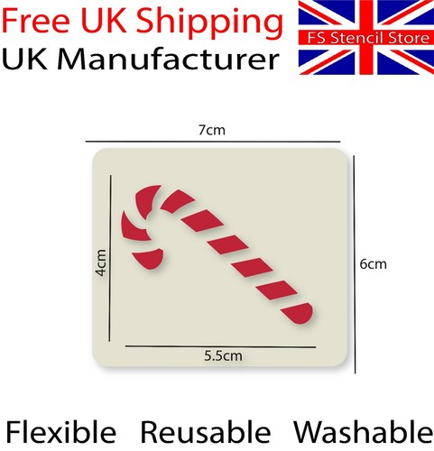 Weihnachten Zuckerstange Basteln Karten basteln Schablone 6cm x 7cm waschbar wiederverwendbar - Bild 1 von 6