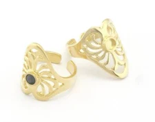 Heart Ring Adjustable Ring Bezel Raw Brass 4 mm Round Setting 7-9us size 4775