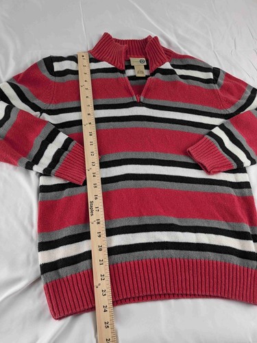 J KHAKI STRIPED 1/4 ZIP PULLOVER SWEATER LONG SLEEVE SIZE LARGE - Picture 2 of 7