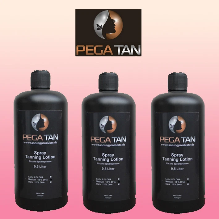 PEGA TAN Spray Tanning Lotion x 3 Flaschen a´ 500 ml 8%,12%,14% DHA