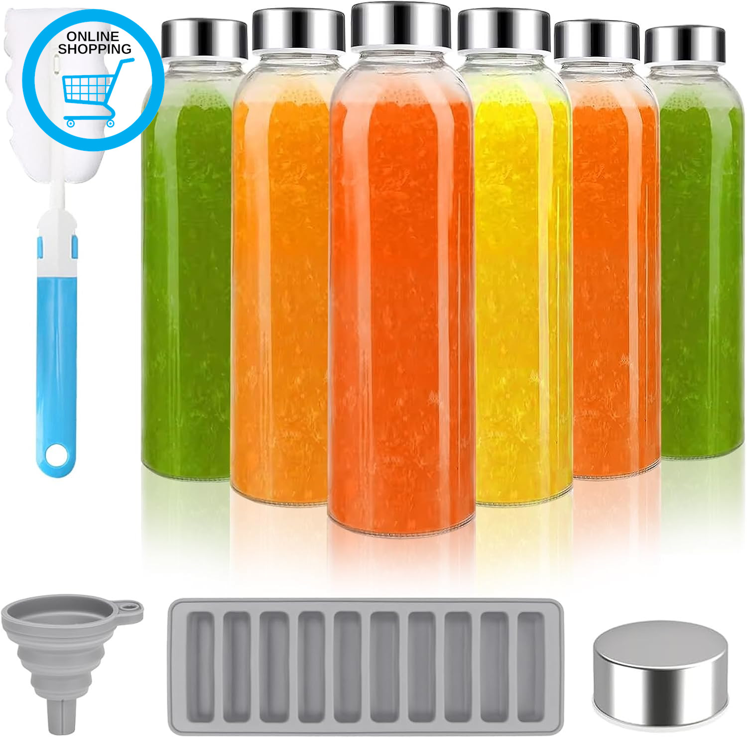 Glass Juice Bottles with Lids for Juicing, 500Ml Clear Glass Water Bottles | Reu