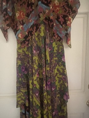Vicky Tiel Two Pattern Maxi Dress Side Zipper - XS