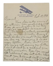 Antique Pair of 1918 Letters on Aviation School of Rich Field Waco Texas Early