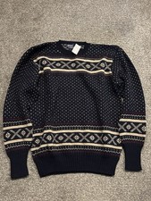 Vintage Polo Ralph Lauren Fair Isle Wool Sweater Men  s Large Blue Nordic NWT