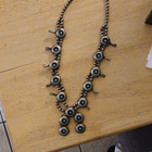 Silver Tone Turquoise Round Bead Statement Necklace Ball Chain Hook Closure — photo 1