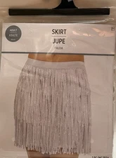 White Sequin Skirt Party Festival Costume Concert Flapper Party City Sold Out