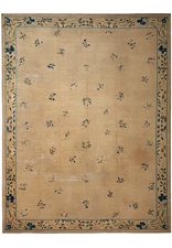 9.1 x 11.6 Antique Art Deco Chinese Beging Rug #F-4014