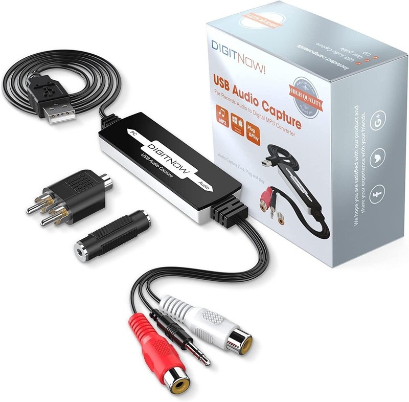 USB Audio Capture Card Vinyl Tape to MP3 Converter Digital Grabber RCA 3.5mm Mac