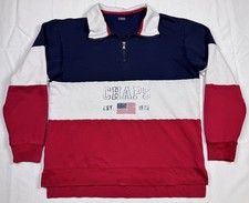 CHAPS Men's Mock Neck 1/4 Zip Pullover Sweatshirt Large Red White Blue American